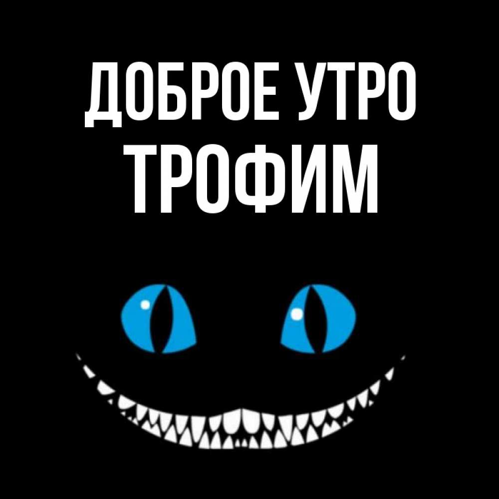 Открытка на каждый день с именем, Трофим Доброе утро голубые глаза и зубки Прикольная открытка с пожеланием онлайн скачать бесплатно 