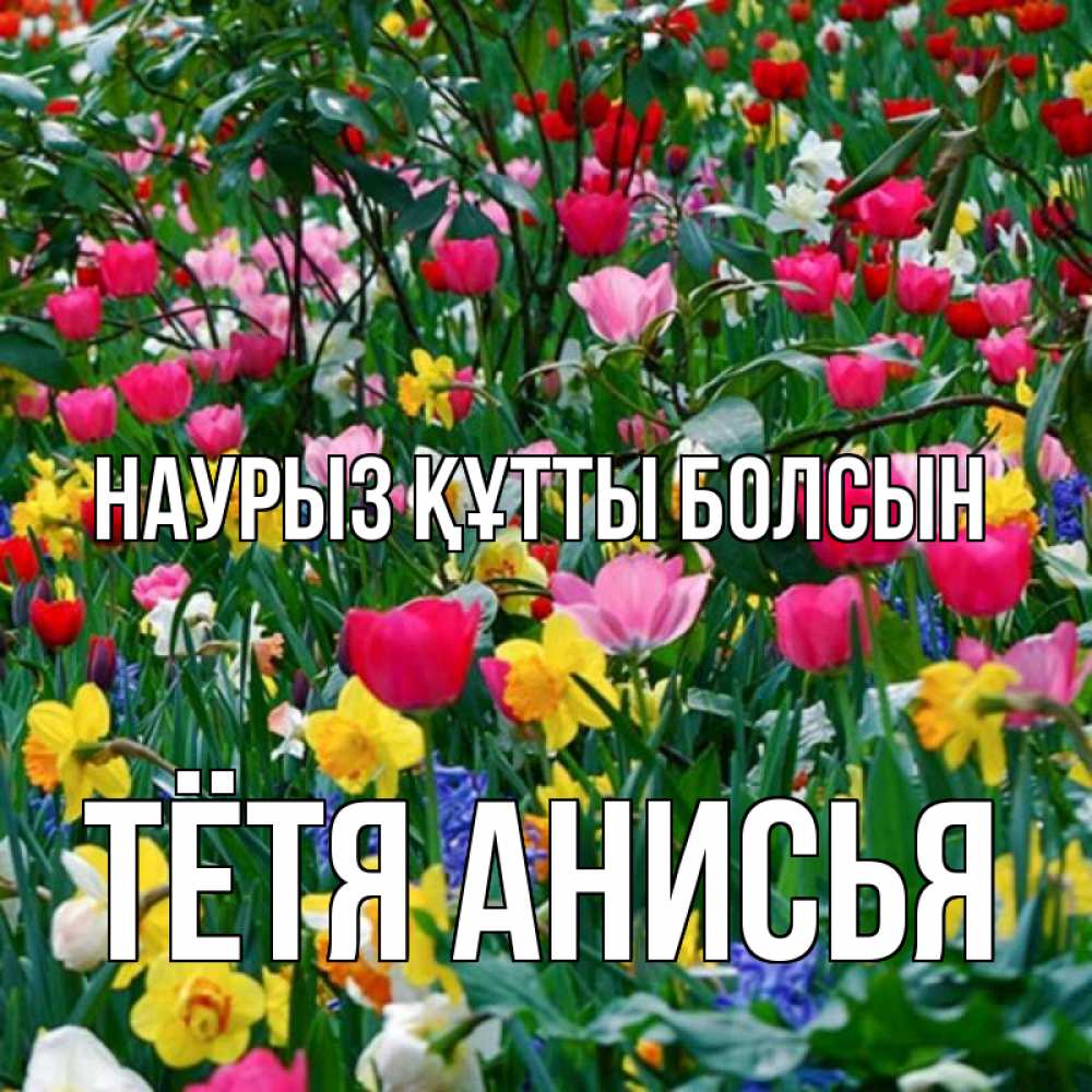 Открытка на каждый день с именем, Тётя-Анисья Наурыз құтты болсын с наурызом поздравления для женщины Прикольная открытка с пожеланием онлайн скачать бесплатно 