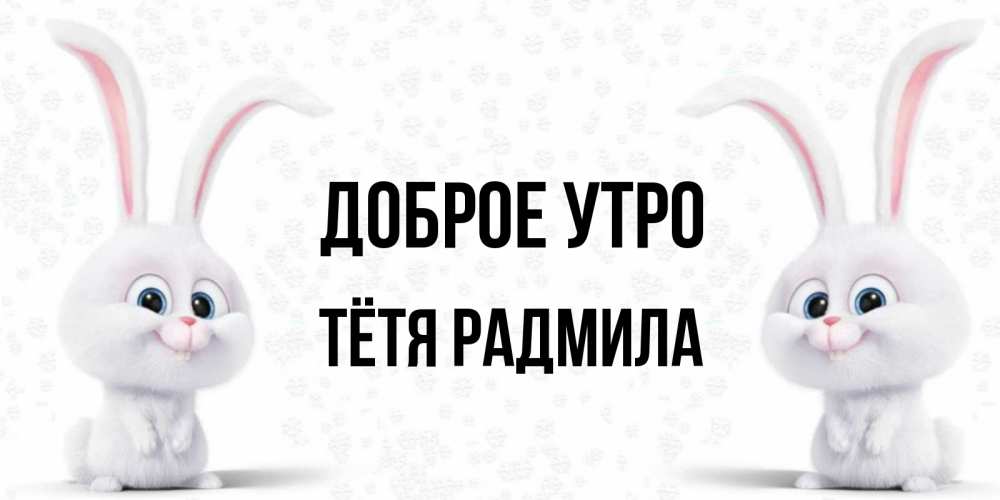 Открытка на каждый день с именем, Тётя-Радмила Доброе утро кролики с длинными ушками Прикольная открытка с пожеланием онлайн скачать бесплатно 