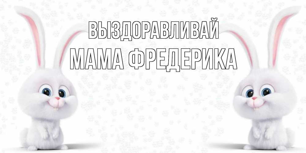 Открытка на каждый день с именем, Мама-Фредерика Выздоравливай не болей с зайцем Прикольная открытка с пожеланием онлайн скачать бесплатно 