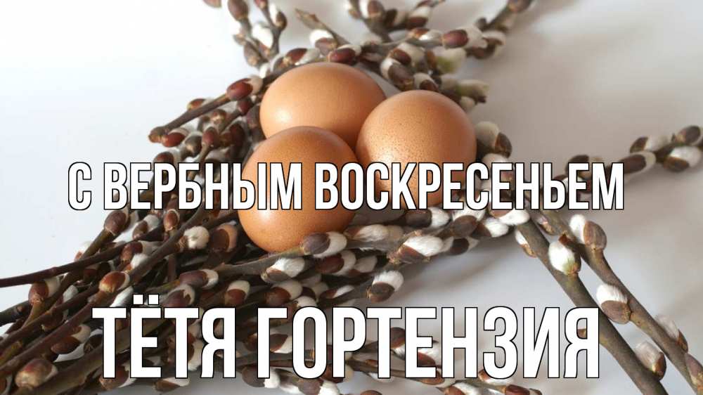 Открытка на каждый день с именем, Тётя-Гортензия С вербным воскресеньем верба 1 Прикольная открытка с пожеланием онлайн скачать бесплатно 