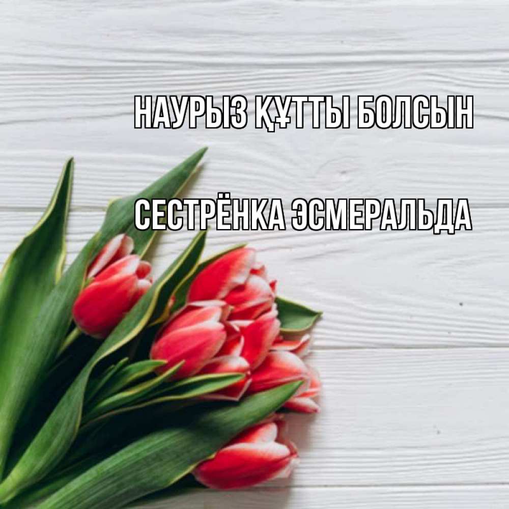 Открытка на каждый день с именем, Сестрёнка-Эсмеральда Наурыз құтты болсын весна 2 Прикольная открытка с пожеланием онлайн скачать бесплатно 