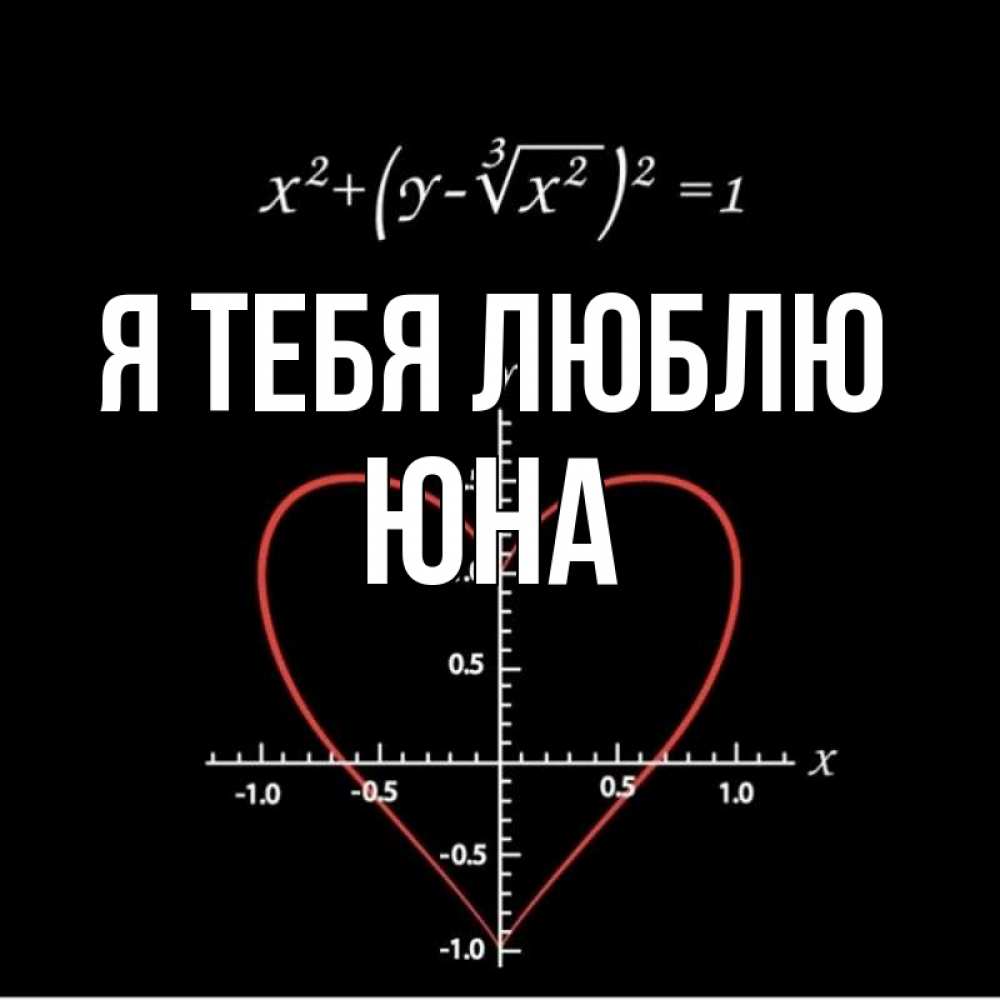 Открытка на каждый день с именем, Юна Я тебя люблю сердечная формула Прикольная открытка с пожеланием онлайн скачать бесплатно 