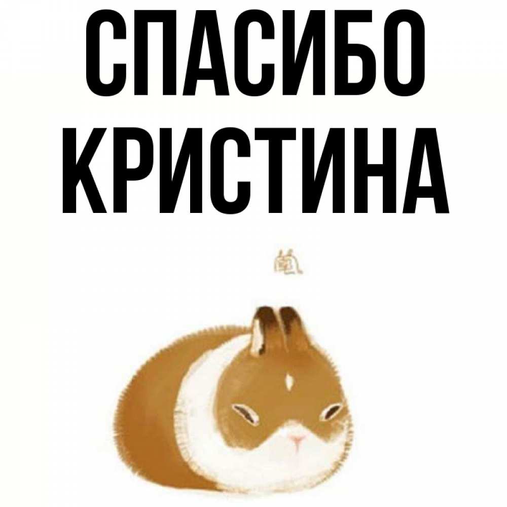 Открытка на каждый день с именем, Кристина Спасибо коричнево белый домашний питомец Прикольная открытка с пожеланием онлайн скачать бесплатно 