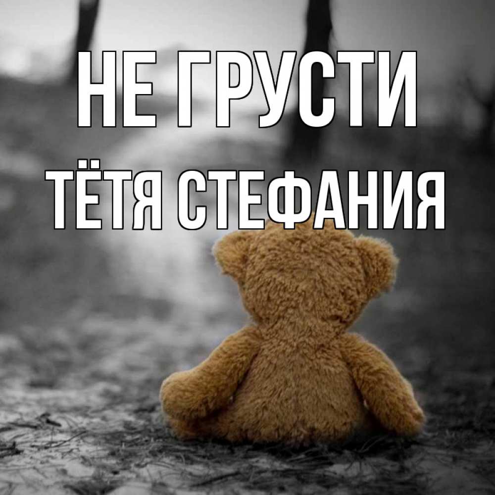 Открытка на каждый день с именем, Тётя-Стефания Не грусти медведь со спин Прикольная открытка с пожеланием онлайн скачать бесплатно 