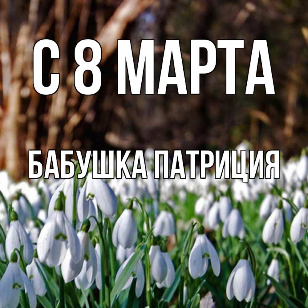 Открытка на каждый день с именем, Бабушка-Патриция С 8 марта с подснежниками 1 Прикольная открытка с пожеланием онлайн скачать бесплатно 