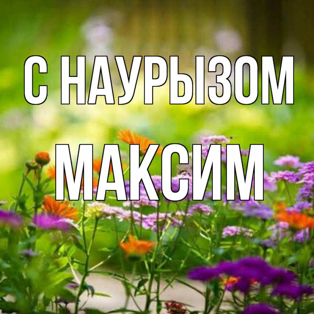 Открытка на каждый день с именем, Максим С наурызом цветы Прикольная открытка с пожеланием онлайн скачать бесплатно 