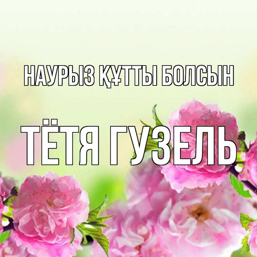 Открытка на каждый день с именем, Тётя-Гузель Наурыз құтты болсын цветы Прикольная открытка с пожеланием онлайн скачать бесплатно 