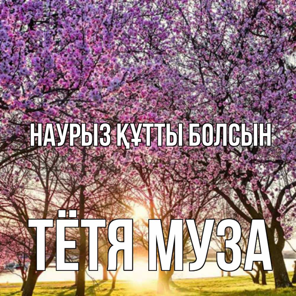 Открытка на каждый день с именем, Тётя-Муза Наурыз құтты болсын наурыз Прикольная открытка с пожеланием онлайн скачать бесплатно 