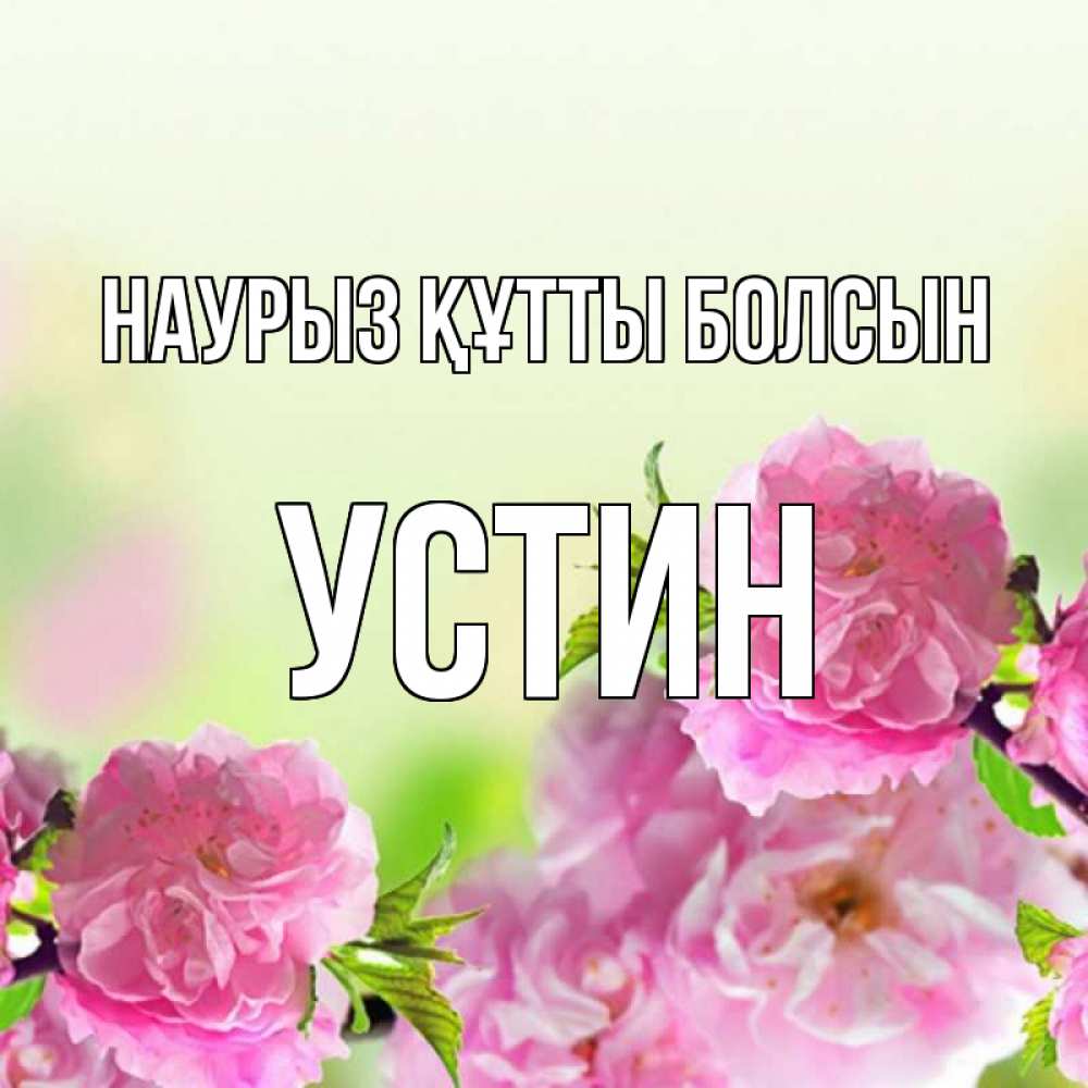 Открытка на каждый день с именем, Устин Наурыз құтты болсын цветы Прикольная открытка с пожеланием онлайн скачать бесплатно 