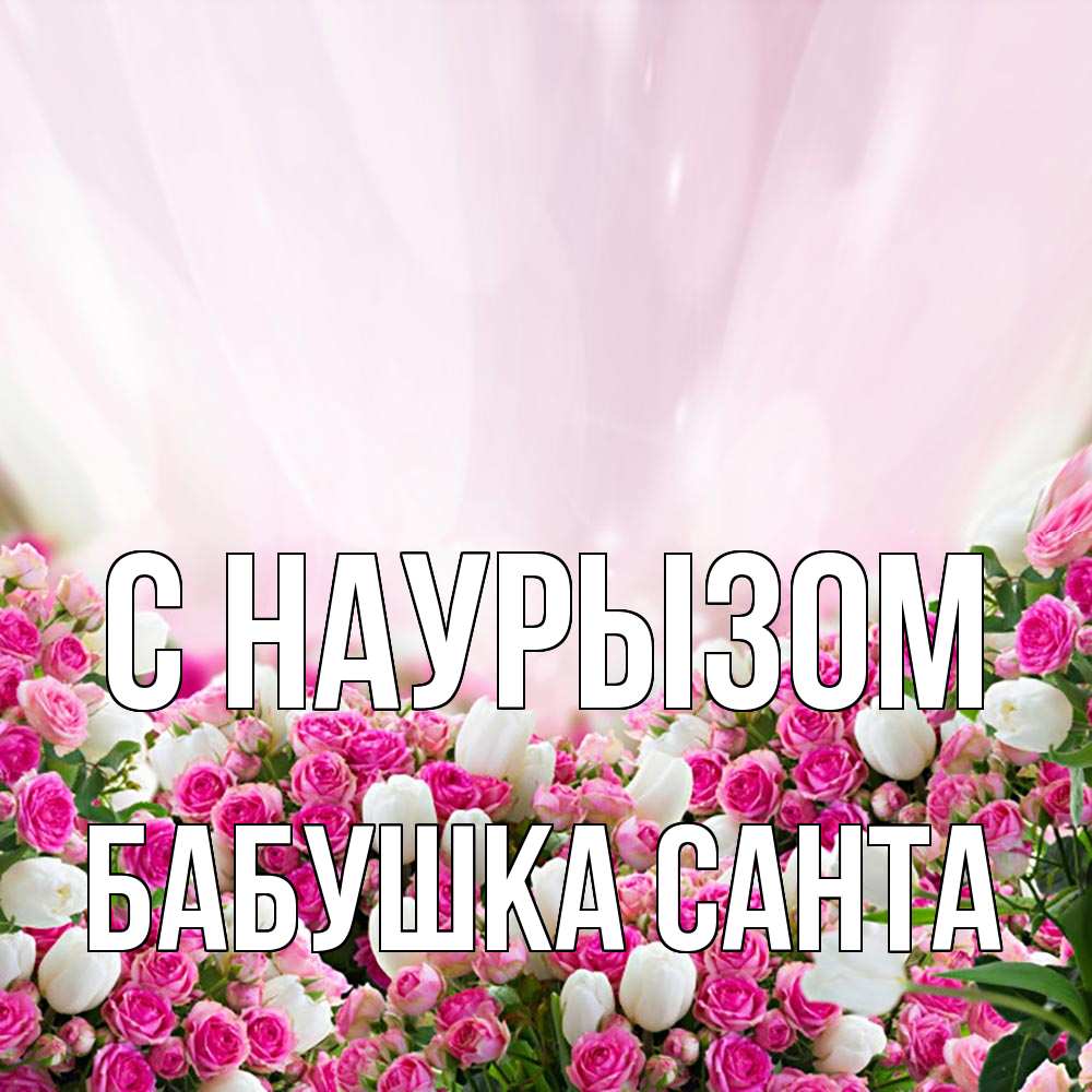 Открытка на каждый день с именем, Бабушка-Санта С наурызом под снегом Прикольная открытка с пожеланием онлайн скачать бесплатно 