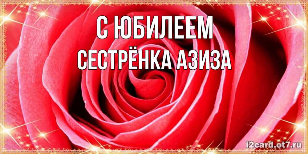 Открытка на каждый день с именем, Сестрёнка-Азиза С юбилеем розовая роза очень крупный бутон Прикольная открытка с пожеланием онлайн скачать бесплатно 
