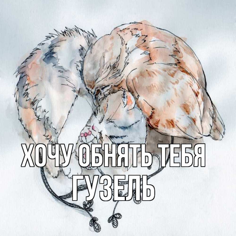 Открытка на каждый день с именем, Гузель Хочу обнять тебя можно быть вместе даже когда очень разные Прикольная открытка с пожеланием онлайн скачать бесплатно 