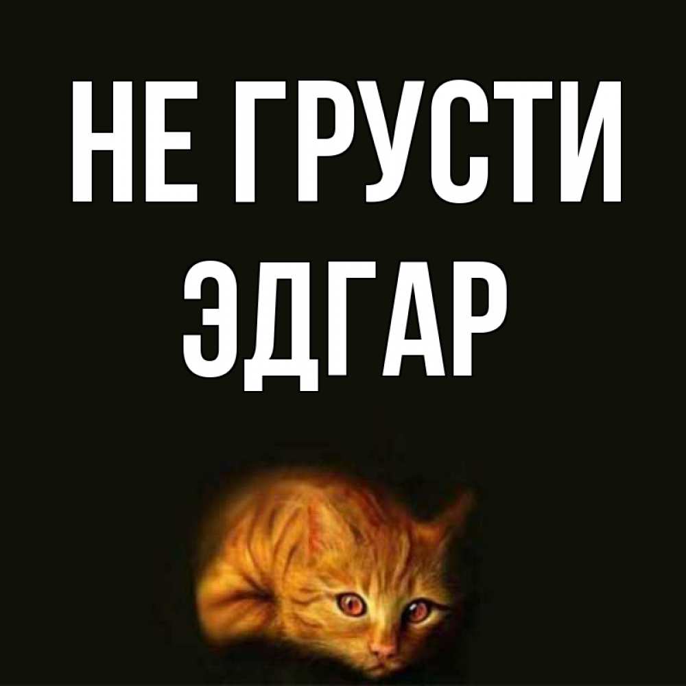 Открытка на каждый день с именем, Эдгар Не грусти лежащий кот в темноте Прикольная открытка с пожеланием онлайн скачать бесплатно 