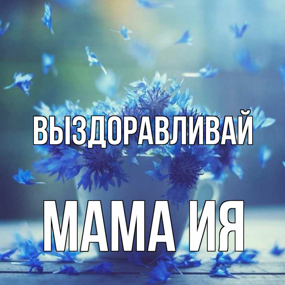 Открытка на каждый день с именем, Мама-Ия Выздоравливай кружка с зельем и цветами Прикольная открытка с пожеланием онлайн скачать бесплатно 