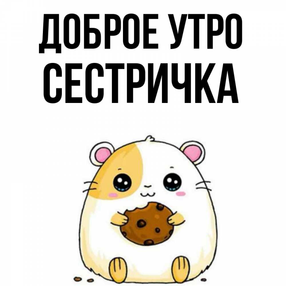 Открытка на каждый день с именем, Сестричка Доброе утро есть печеньку. Утречко Прикольная открытка с пожеланием онлайн скачать бесплатно 