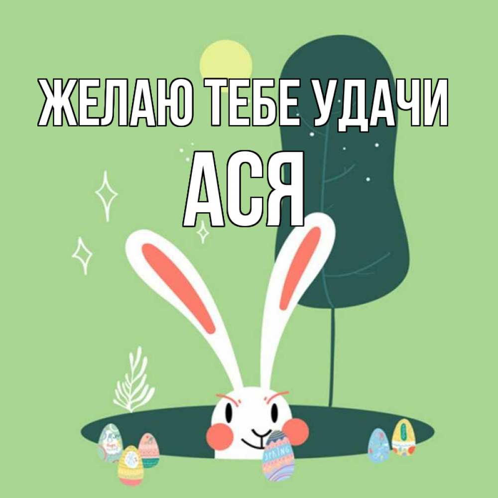 Открытка на каждый день с именем, Ася Желаю тебе удачи заяц Прикольная открытка с пожеланием онлайн скачать бесплатно 