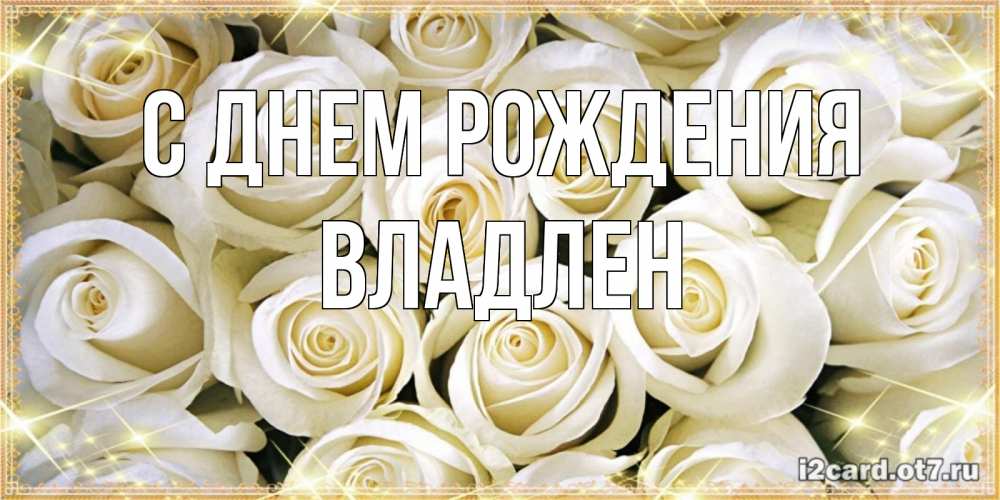 Открытка на каждый день с именем, Владлен С днем рождения открытка с белыми розами. большой букет белых роз Прикольная открытка с пожеланием онлайн скачать бесплатно 