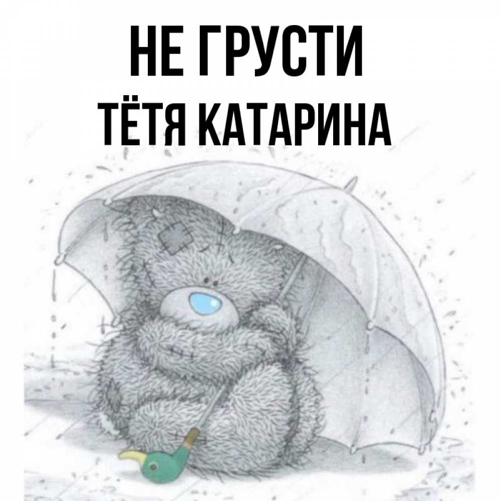 Открытка на каждый день с именем, Тётя-Катарина Не грусти спасите мишку Тедди Прикольная открытка с пожеланием онлайн скачать бесплатно 