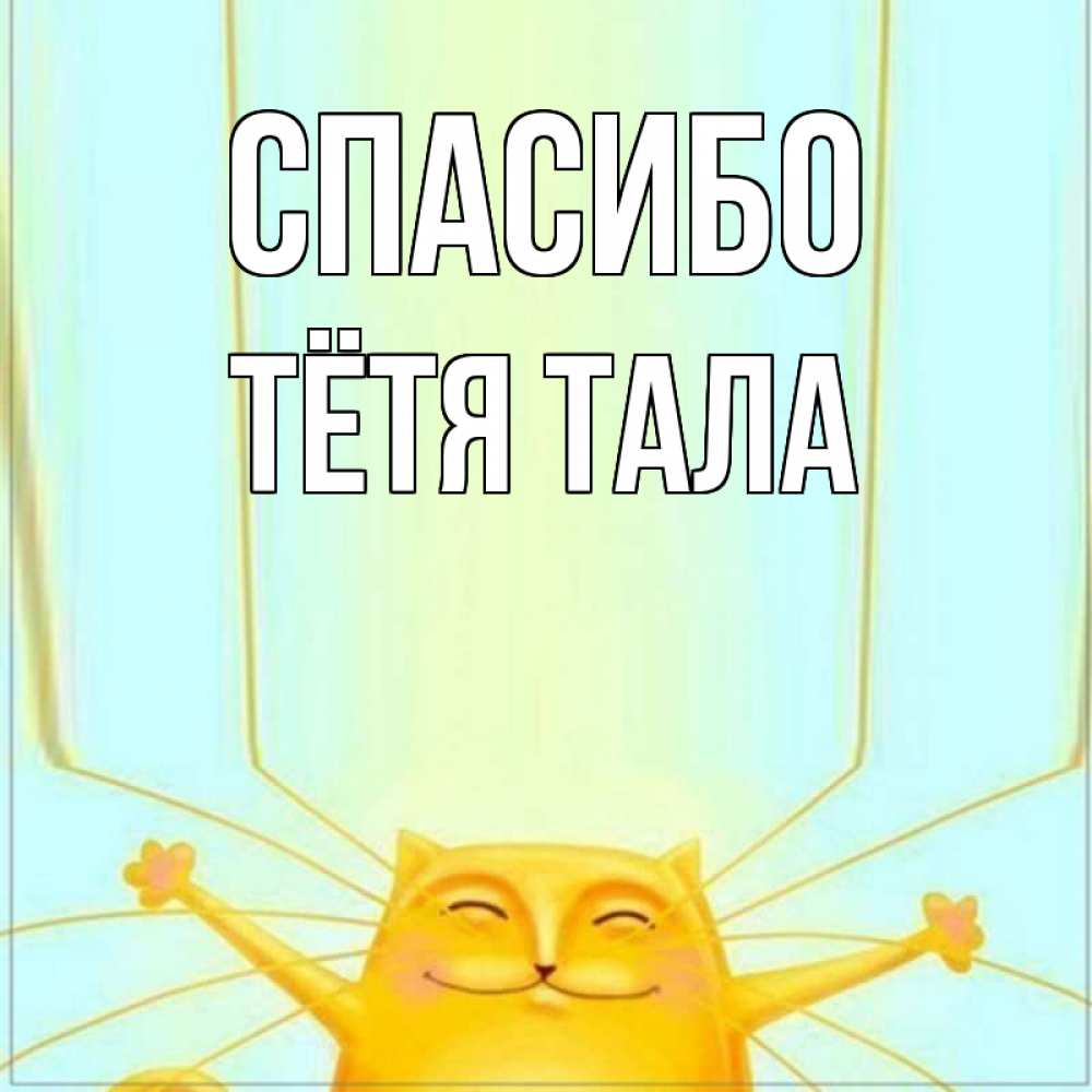 Открытка на каждый день с именем, Тётя-Тала Спасибо кот с усами благодарит Прикольная открытка с пожеланием онлайн скачать бесплатно 