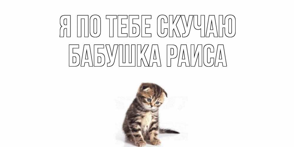 Открытка на каждый день с именем, Бабушка-Раиса Я по тебе скучаю кот Прикольная открытка с пожеланием онлайн скачать бесплатно 