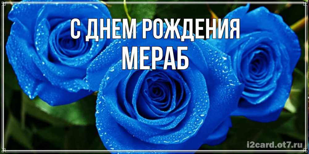 Открытка на каждый день с именем, Мераб С днем рождения розы с синим цветом Прикольная открытка с пожеланием онлайн скачать бесплатно 