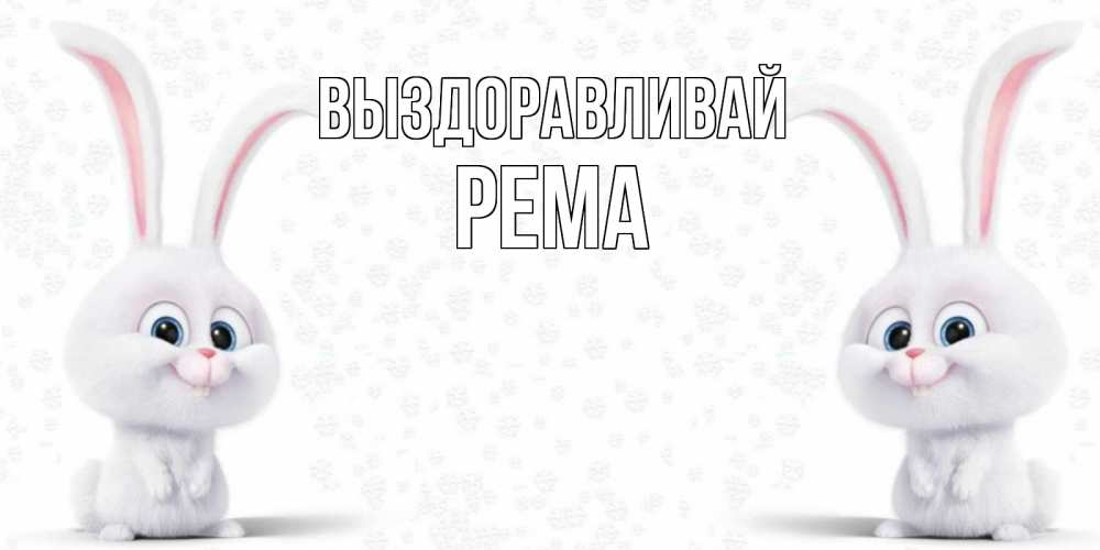 Открытка на каждый день с именем, Рема Выздоравливай не болей с зайцем Прикольная открытка с пожеланием онлайн скачать бесплатно 