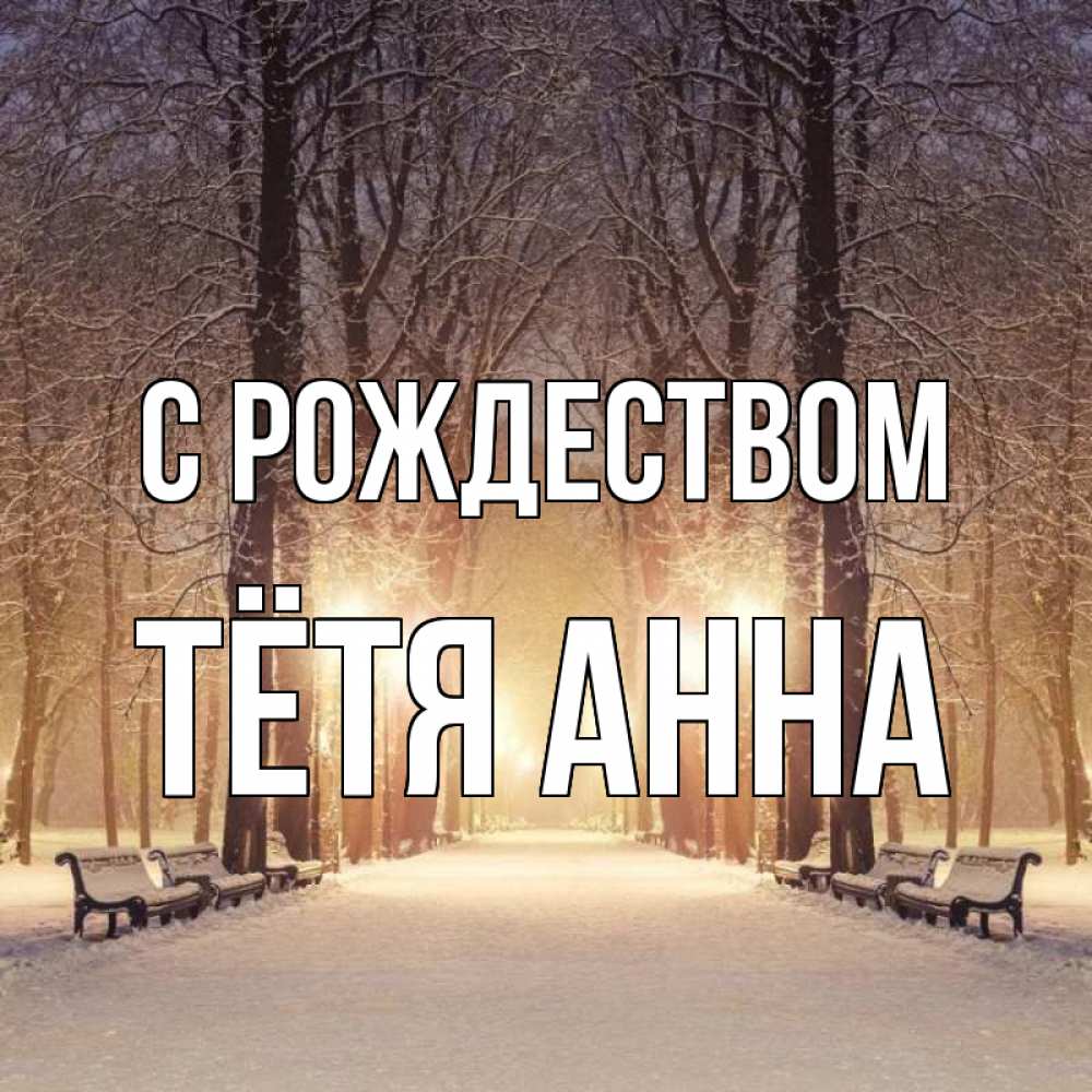 Открытка на каждый день с именем, Тётя-Анна С рождеством зима, парк, фонарь, лес Прикольная открытка с пожеланием онлайн скачать бесплатно 