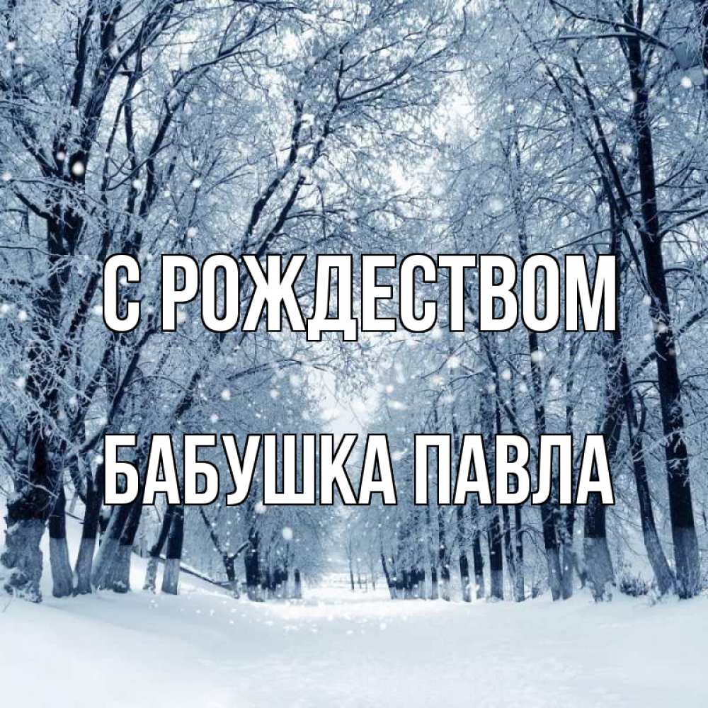Открытка на каждый день с именем, Бабушка-Павла С рождеством снег, лес, парк Прикольная открытка с пожеланием онлайн скачать бесплатно 