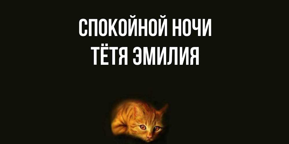 Открытка на каждый день с именем, Тётя-Эмилия Спокойной ночи кот Прикольная открытка с пожеланием онлайн скачать бесплатно 