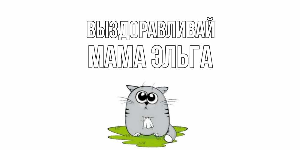 Открытка на каждый день с именем, Мама-Эльга Выздоравливай кот и открытки про выздоровление Прикольная открытка с пожеланием онлайн скачать бесплатно 