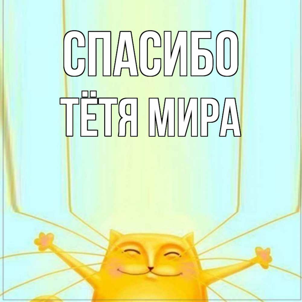 Открытка на каждый день с именем, Тётя-Мира Спасибо кот с усами благодарит Прикольная открытка с пожеланием онлайн скачать бесплатно 