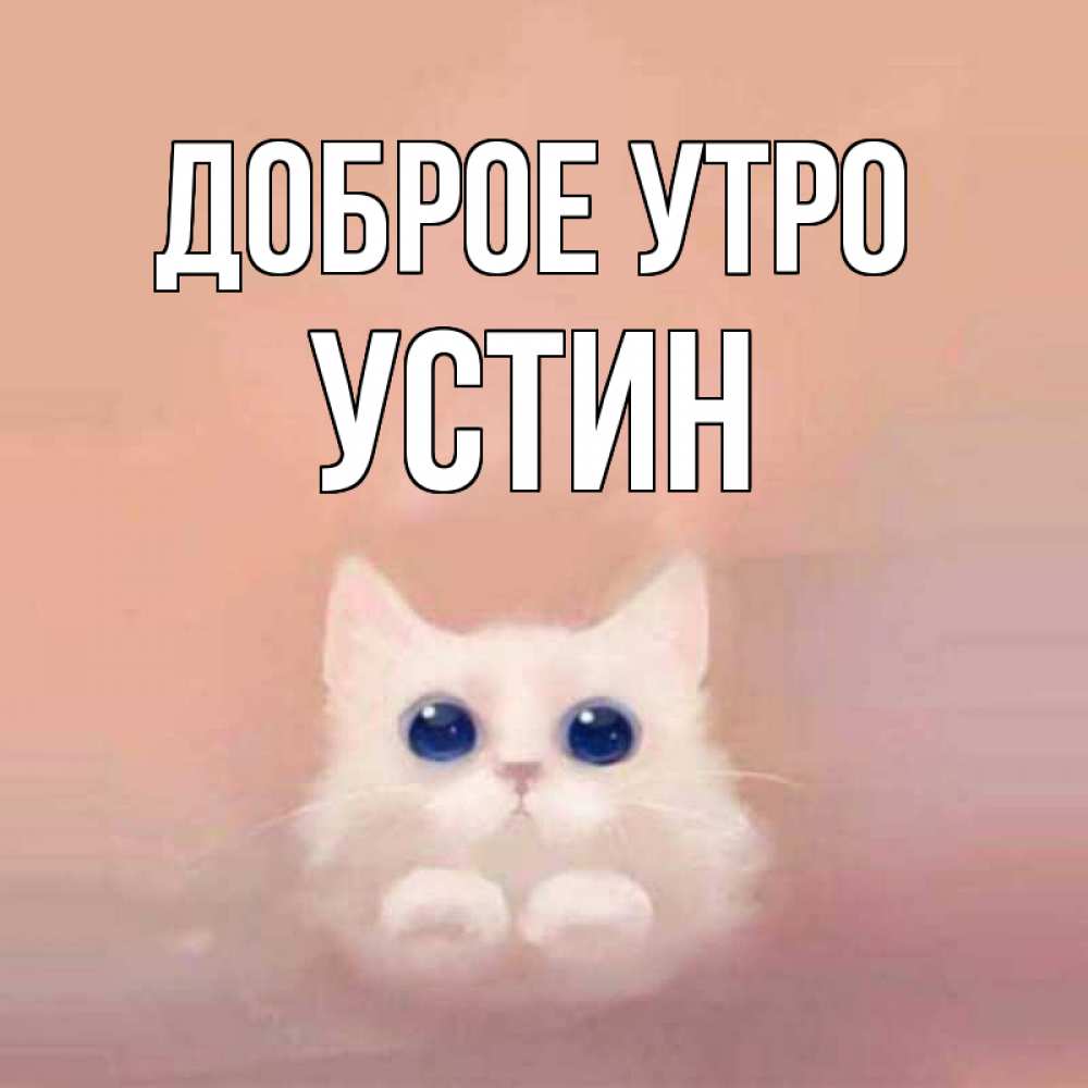Открытка на каждый день с именем, Устин Доброе утро на розовом фоне Прикольная открытка с пожеланием онлайн скачать бесплатно 