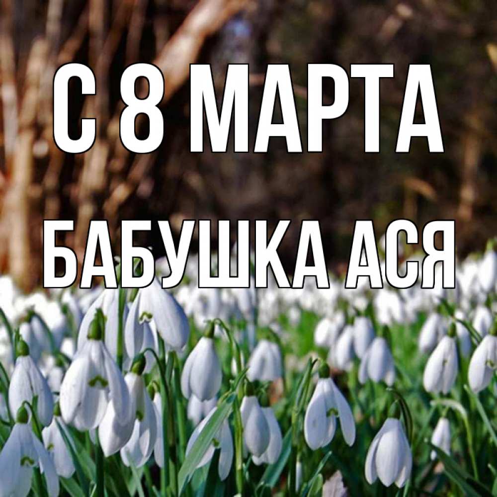 Открытка на каждый день с именем, Бабушка-Ася С 8 марта с подснежниками 1 Прикольная открытка с пожеланием онлайн скачать бесплатно 