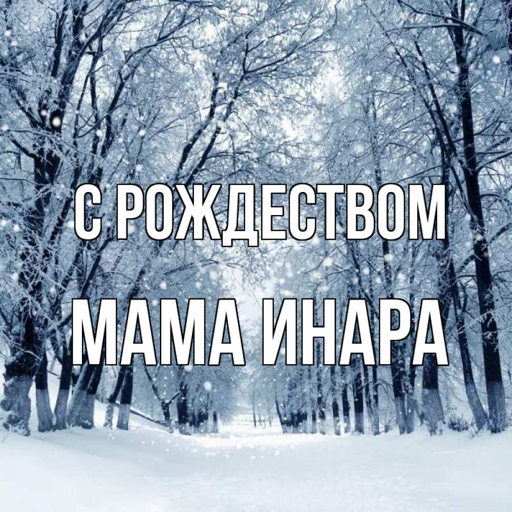 Открытка на каждый день с именем, Мама-Инара С рождеством снег, лес, парк Прикольная открытка с пожеланием онлайн скачать бесплатно 