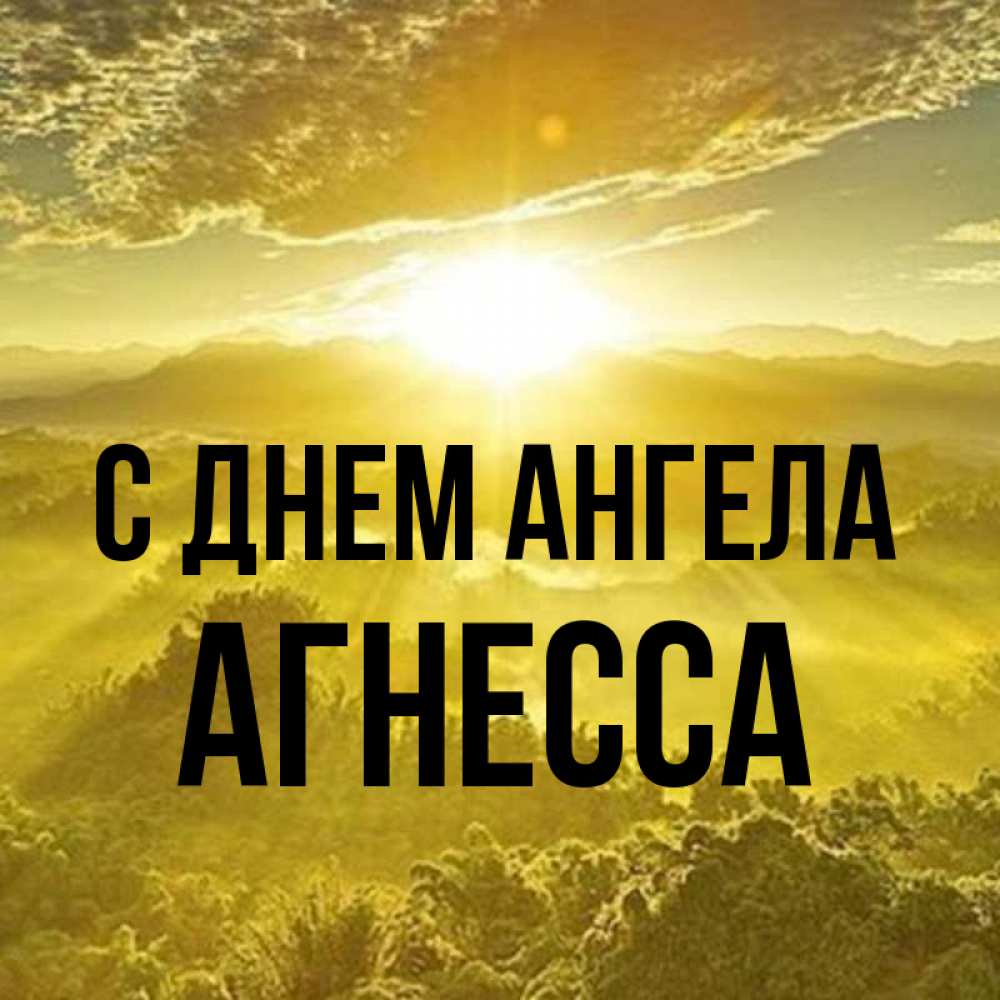 Открытка на каждый день с именем, Агнесса С днем ангела леса и небо в желтом Прикольная открытка с пожеланием онлайн скачать бесплатно 