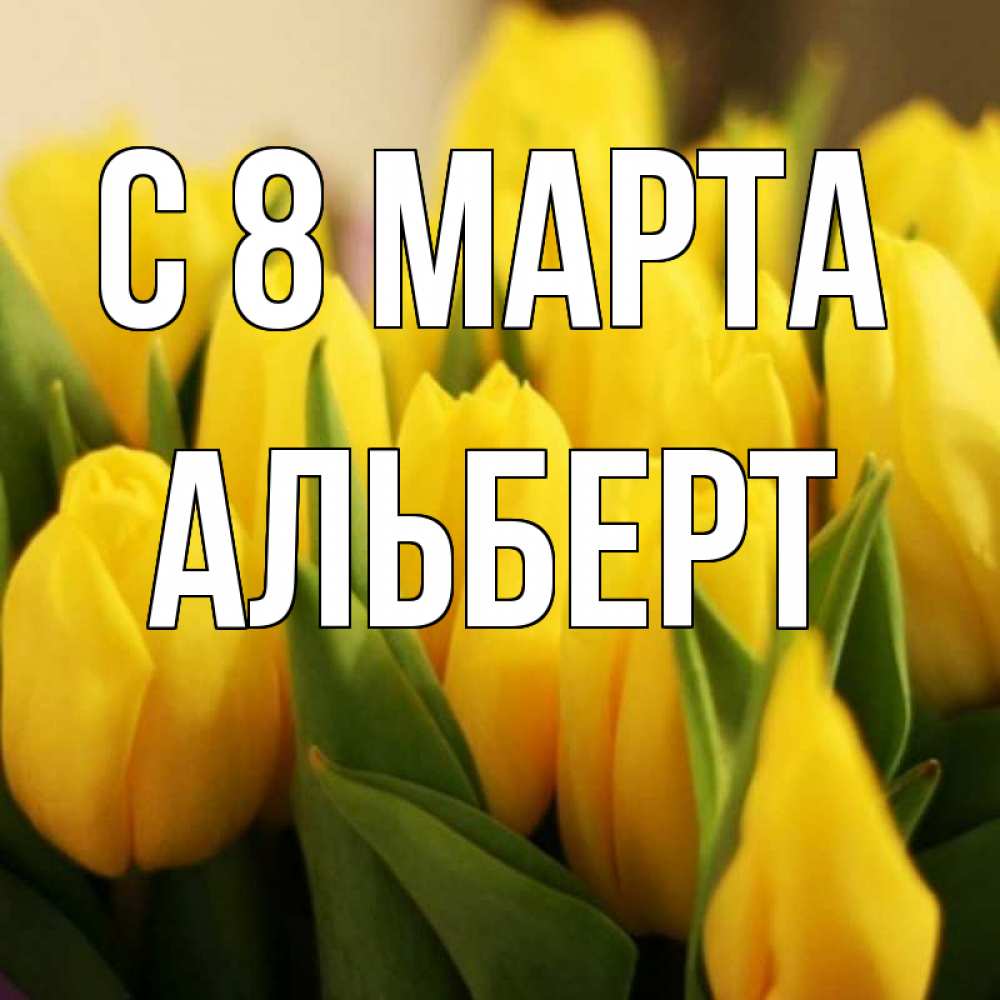 Открытка на каждый день с именем, Альберт С 8 МАРТА цветы Прикольная открытка с пожеланием онлайн скачать бесплатно 