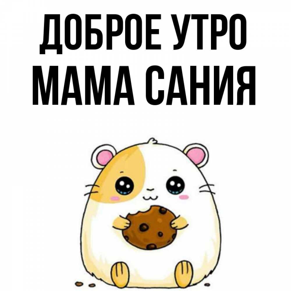 Открытка на каждый день с именем, Мама-Сания Доброе утро есть печеньку. Утречко Прикольная открытка с пожеланием онлайн скачать бесплатно 
