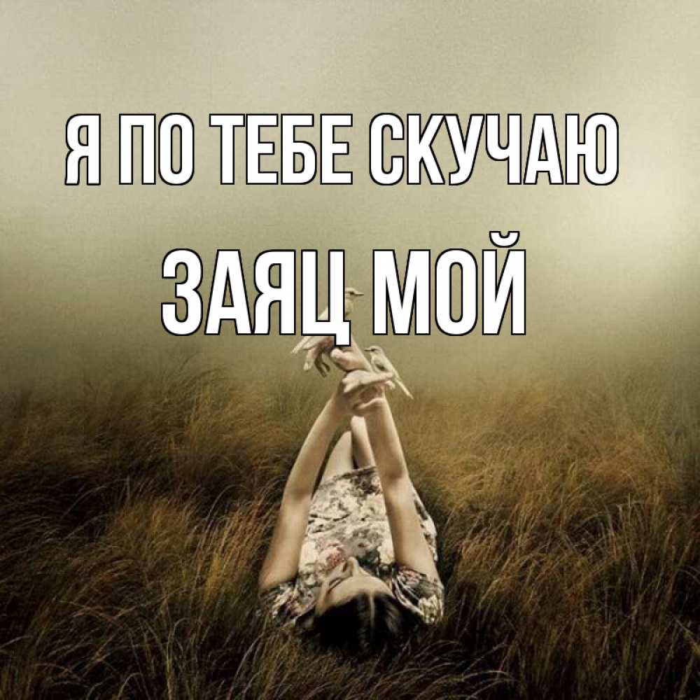 Открытка на каждый день с именем, Заяц-мой Я по тебе скучаю девушка с голубями Прикольная открытка с пожеланием онлайн скачать бесплатно 
