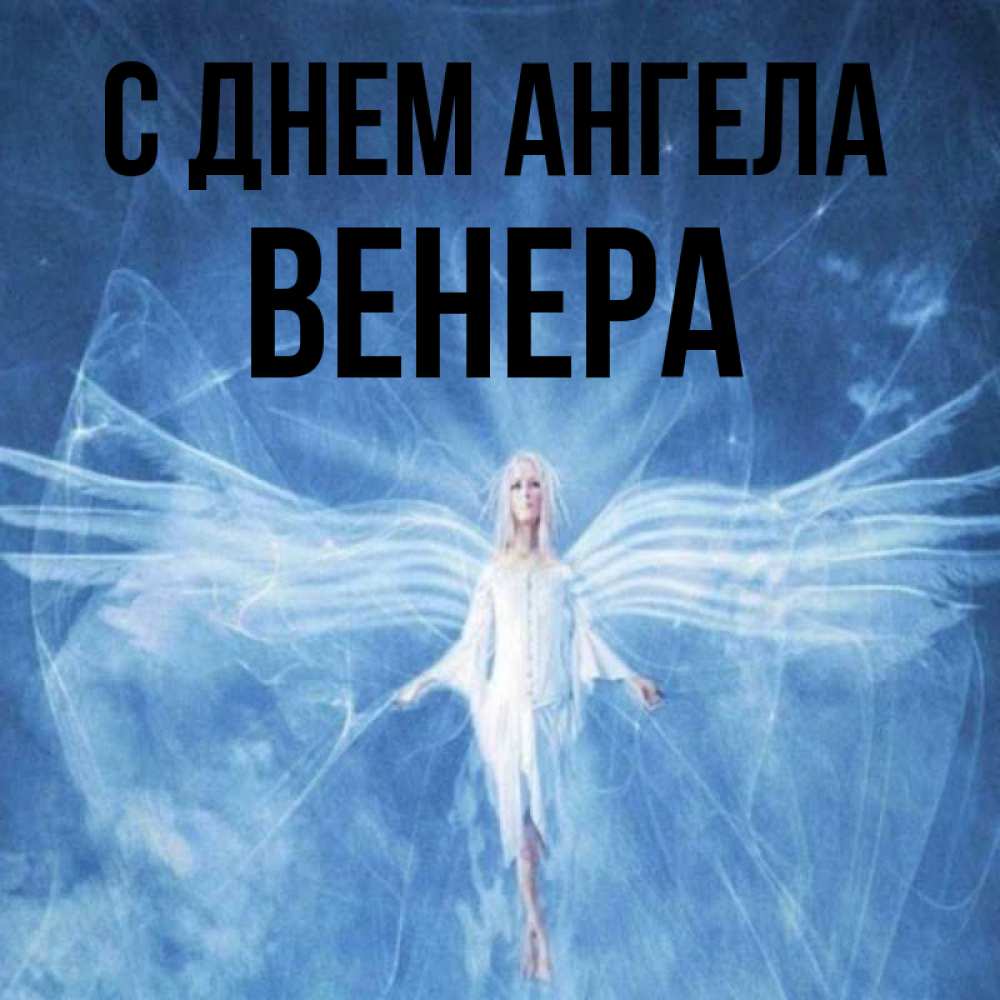 Открытка на каждый день с именем, Венера С днем ангела голубой фон и крылья как у стрекозы Прикольная открытка с пожеланием онлайн скачать бесплатно 