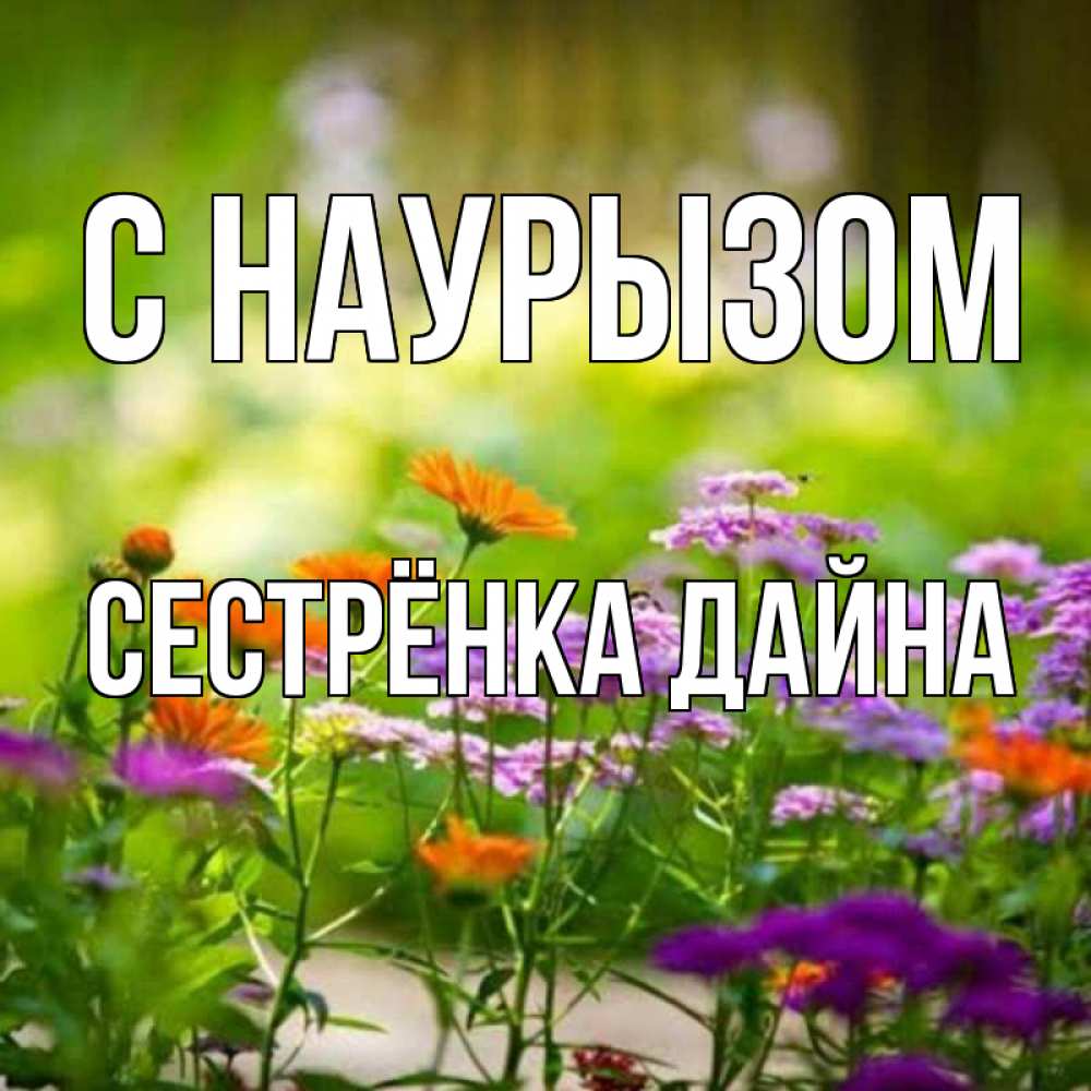 Открытка на каждый день с именем, Сестрёнка-Дайна С наурызом цветы Прикольная открытка с пожеланием онлайн скачать бесплатно 