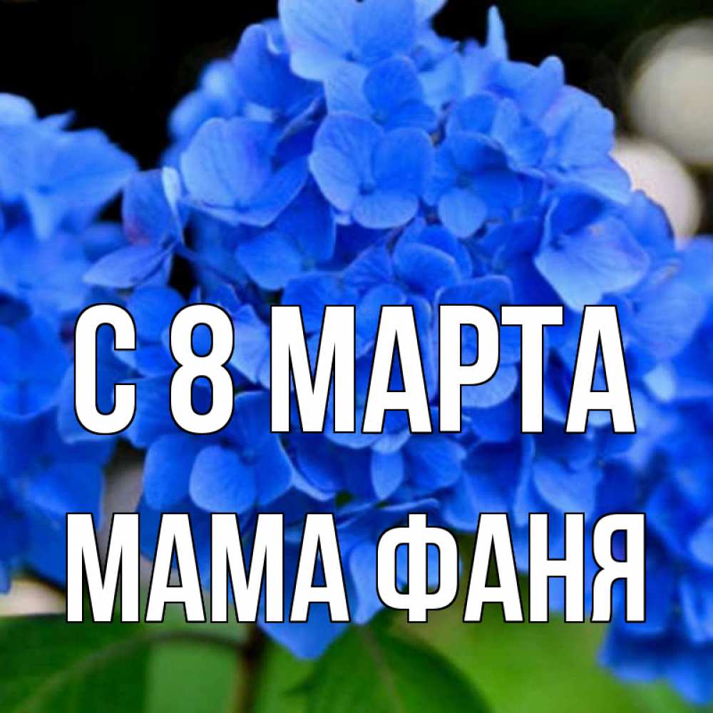 Открытка на каждый день с именем, Мама-Фаня С 8 марта синие цветы Прикольная открытка с пожеланием онлайн скачать бесплатно 