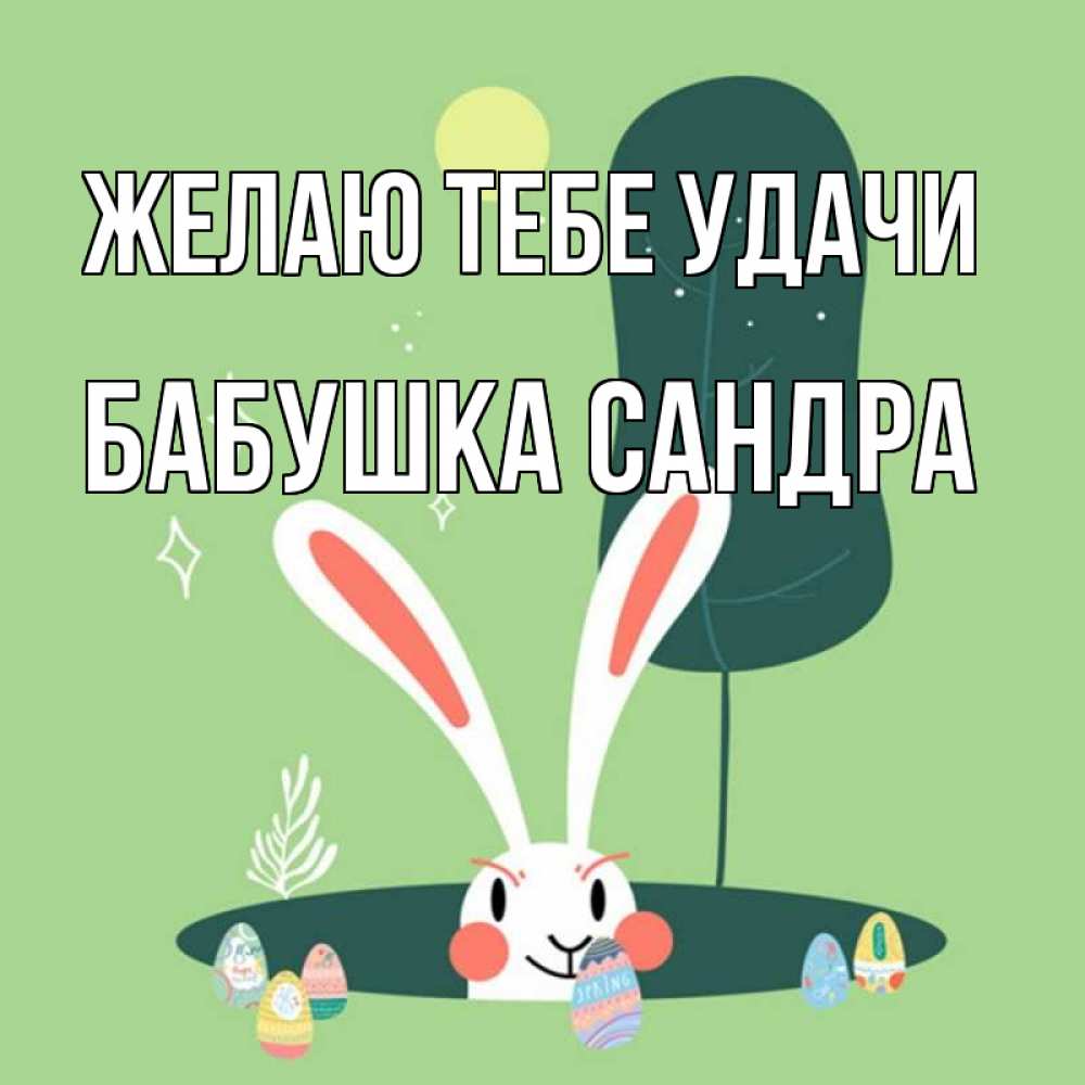 Открытка на каждый день с именем, Бабушка-Сандра Желаю тебе удачи заяц Прикольная открытка с пожеланием онлайн скачать бесплатно 
