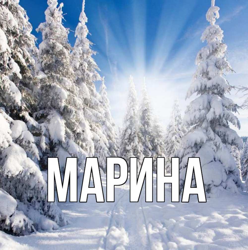 Открытка на каждый день с именем, Марина Главная зима, лес Прикольная открытка с пожеланием онлайн скачать бесплатно 