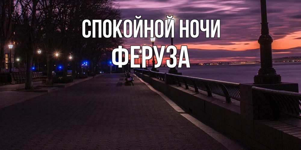 Открытка на каждый день с именем, Феруза Спокойной ночи фонари на фоне реки Прикольная открытка с пожеланием онлайн скачать бесплатно 