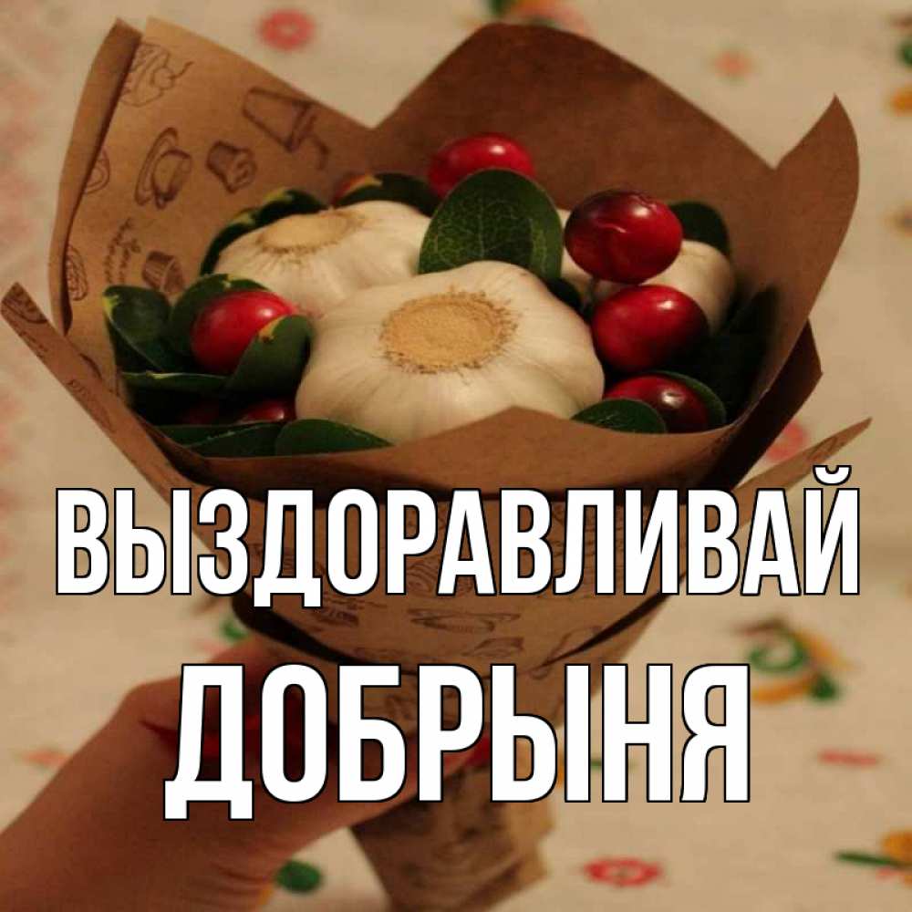 Открытка на каждый день с именем, Добрыня Выздоравливай букет из фитонцидов и витамина c Прикольная открытка с пожеланием онлайн скачать бесплатно 