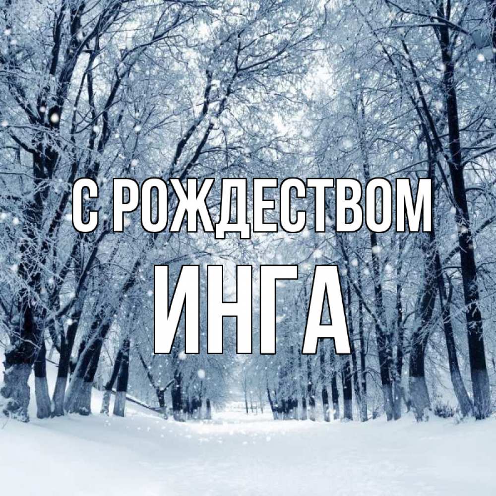 Открытка на каждый день с именем, Инга С рождеством снег, лес, парк Прикольная открытка с пожеланием онлайн скачать бесплатно 
