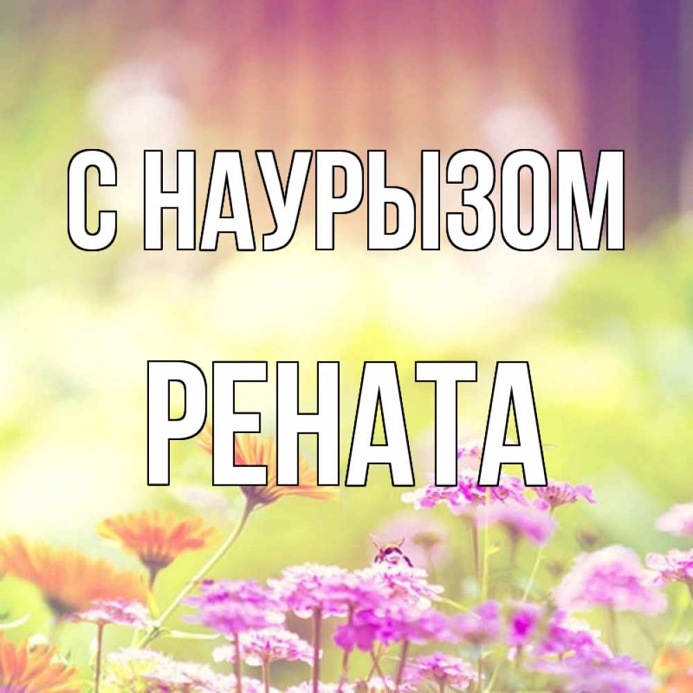 Открытка на каждый день с именем, Рената С наурызом цветы весна Прикольная открытка с пожеланием онлайн скачать бесплатно 