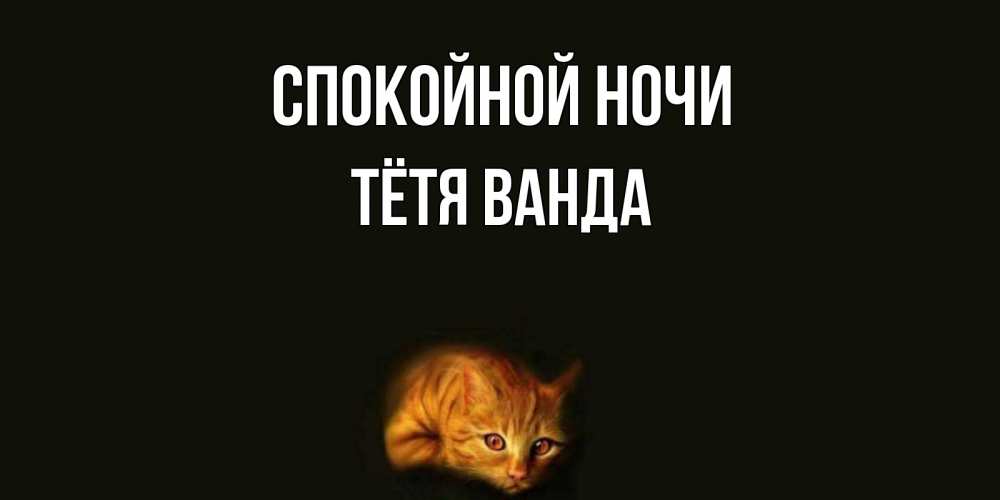 Открытка на каждый день с именем, Тётя-Ванда Спокойной ночи кот Прикольная открытка с пожеланием онлайн скачать бесплатно 