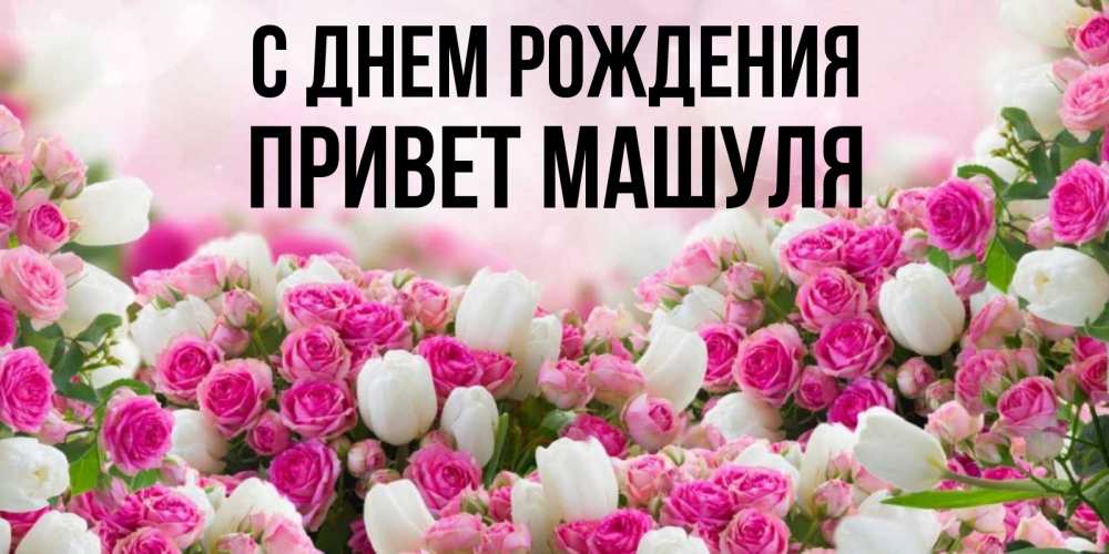 Открытка на каждый день с именем, Привет-Машуля С днем рождения открытка с разными розами Прикольная открытка с пожеланием онлайн скачать бесплатно 